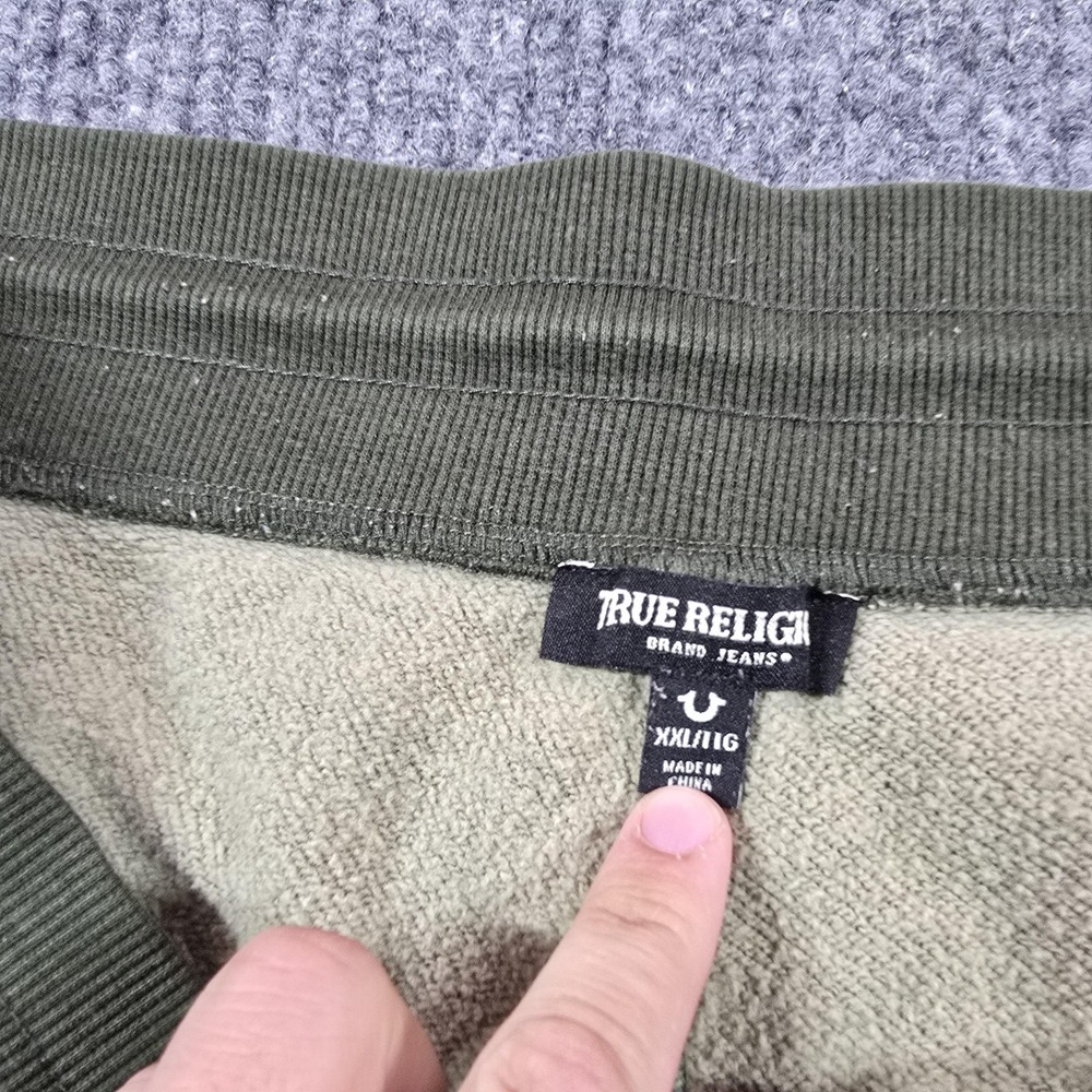 True Religion Jogger Pants Mens 2XL‎ Green Camo Fleece Drawstring Waist Pockets - Picture 4 of 14